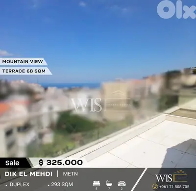 293 SQM Duplex with terrace for SALE in Dik El Mehdi !