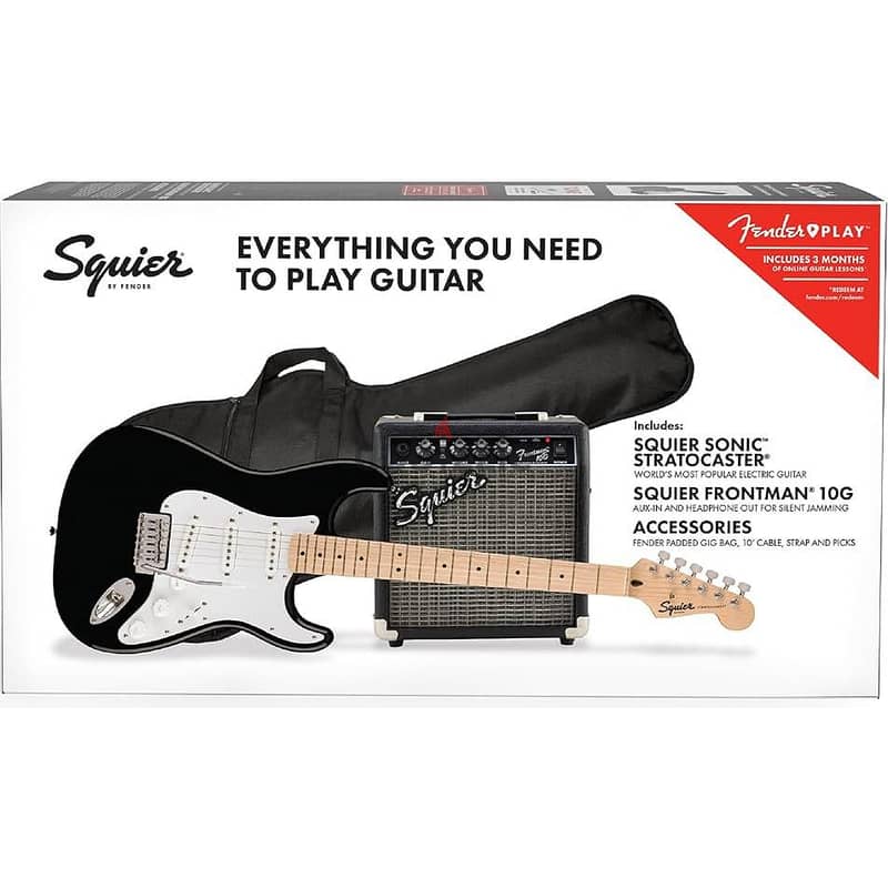 Squier Sonic Stratocaster Electric Guitar Package Black 3