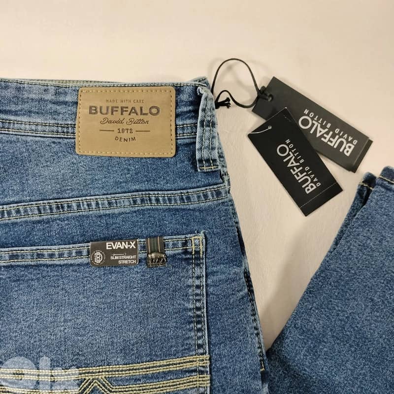 BUFFALO DAVID BITTON EvanX Slim Straight Stretch Blue Denim Jeans 0