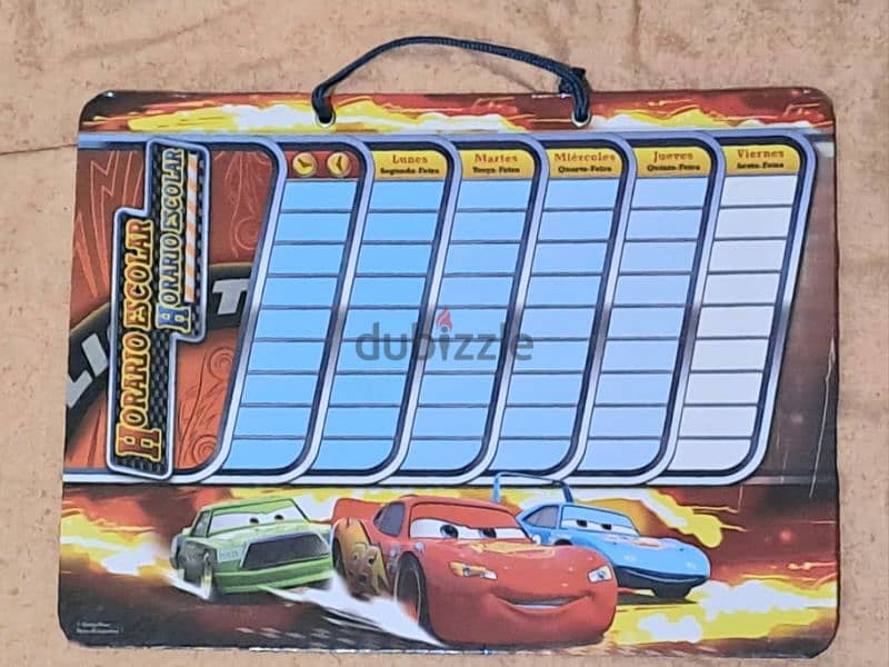 Horario Escolar pixar cars weekly calender 0