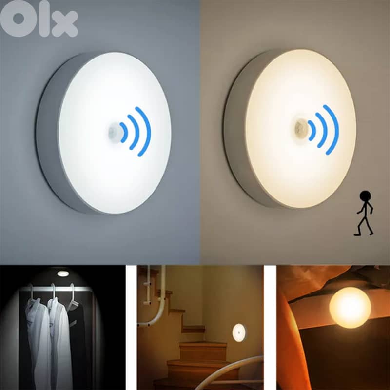 Motion Sensor Light LED, USB Rechargeable, Compact Adhesive Lamp 0