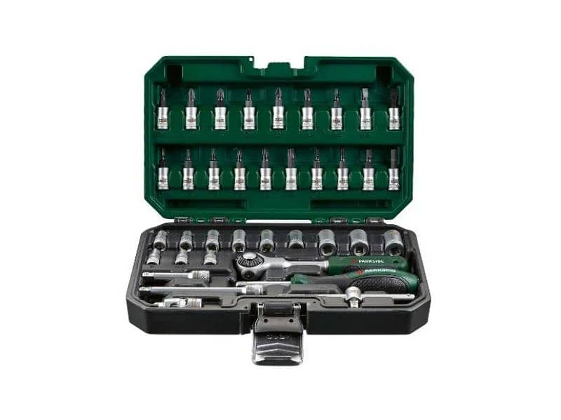 parkside socket set with swivel head ratchet 0