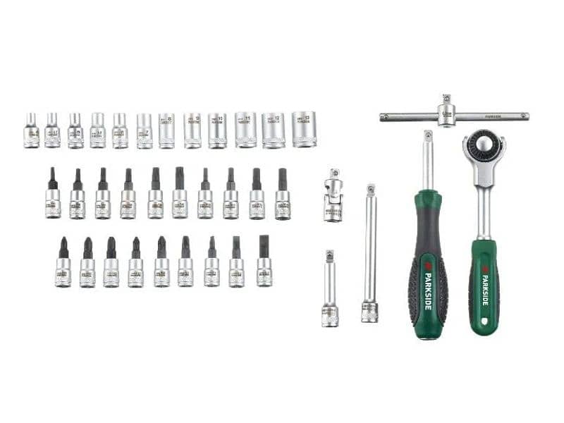 parkside socket set with swivel head ratchet 1