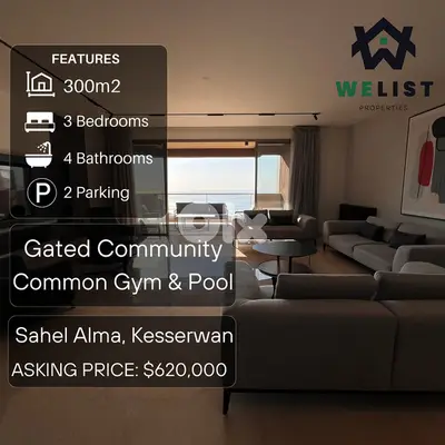 300sqm Apartment for sale in Sahel Alma - Jounieh  REF: MA25MSSA300620