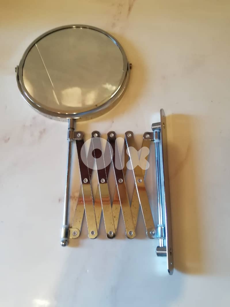 Brushed Nickel Wall Mount Makeup Mirror 1X 3X Magnifying Double Sided 3