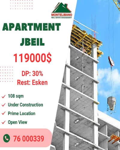 Under Construction 108 sqm Apartment For Sale in Jbeil + Installment !