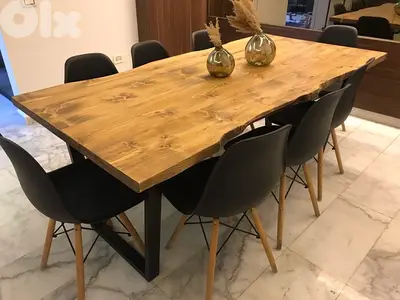 Table Real wood & metal table . (without chairs)