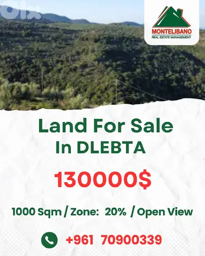 1000 sqm Land For Sale in Dlebta with Open View !!!