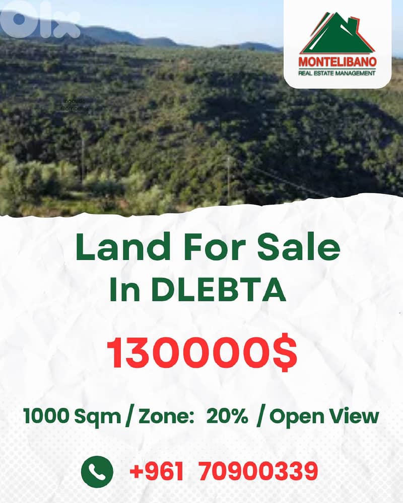 1000 sqm Land For Sale in Dlebta with Open View !!! 0