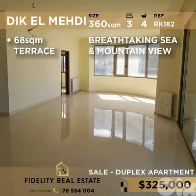 Apartment Duplex for sale in Dik El Mehdi RK182 دوبلكس للبيع