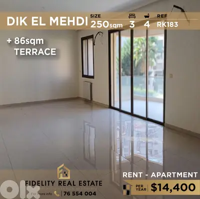 Apartment for rent in Dik El Mehdi RK183 شقة للإيجار في ديك المهدي