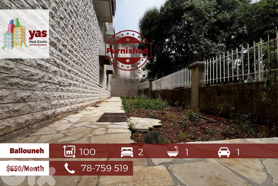 Ballouneh 100m2 | 150m2 Terrace | Furnished | Rent|Private Entrance|KS 0