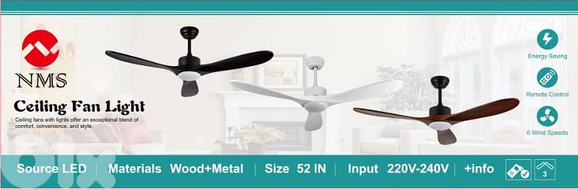 Narinco Micro SARL 30W DC Ceiling Fan Light with Remote Control 3