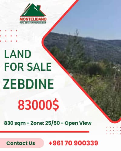 830 sqm Land For Sale in Zebdine with Open View !!!
