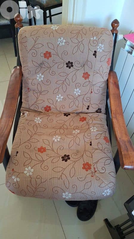one sofa bed + 2 chairs fer forgé 1 extra sofa,3 tables good condition 1