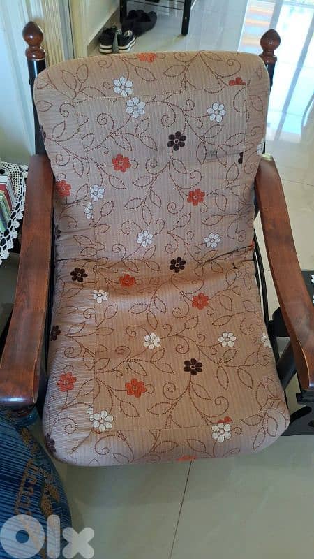 one sofa bed + 2 chairs fer forgé 1 extra sofa,3 tables good condition 2