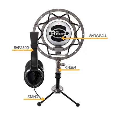 Blue Snowball Ice packed with Headphones for podcast