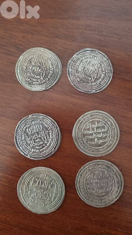 6 different Islamic  coins, real silver 10