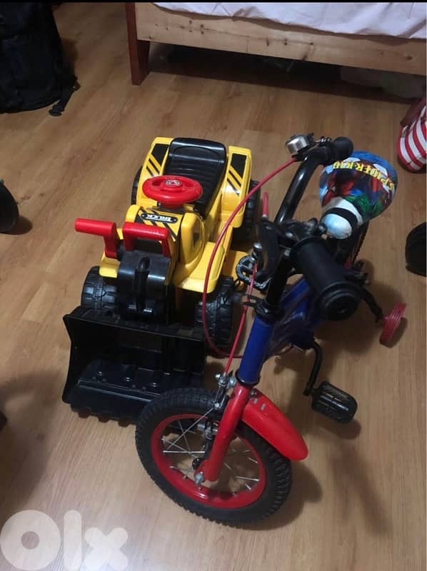 kids bicycle and electric truck 0