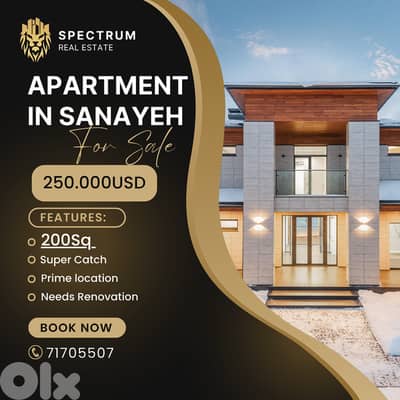 1250$/Sq APARTMENT IN SANAYEH PRIME NEEDS RENOVATION, (BT-2000)