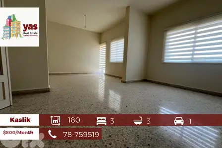 Kaslik 180m2 |Rent |Prime Location |Accessible |Excellent Condition|EH