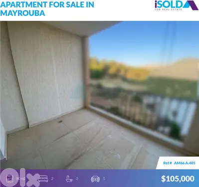 80m2 apartment+Prime Location 4sale in Mayrouba - شقة للبيع في ميروبا