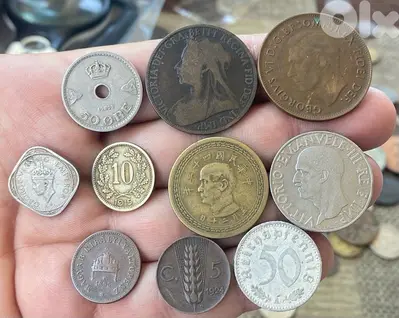 مجموعة قديمة ١٠ قطع عملات مختلفة عملة دول