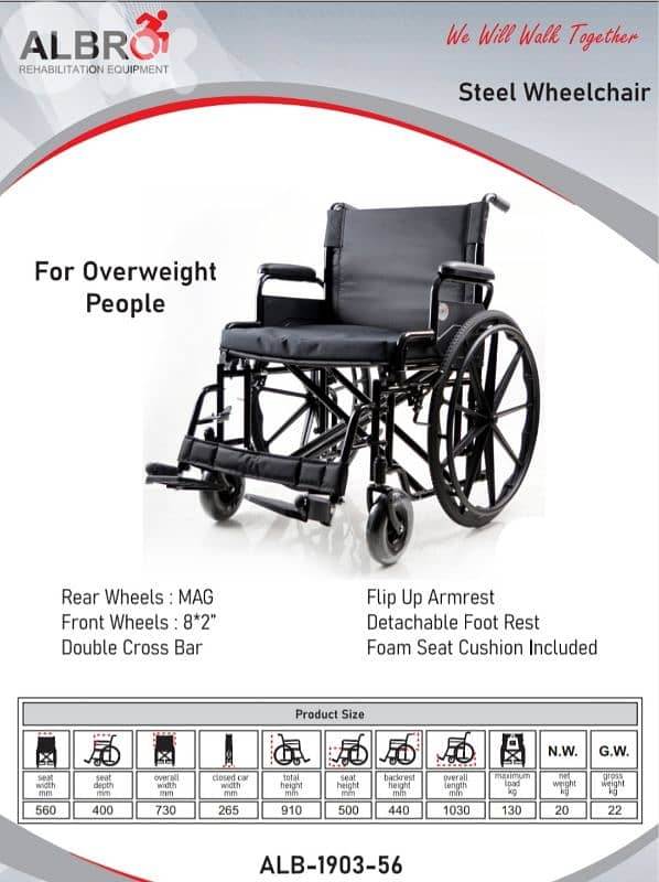 Steel wheelchair - For overweight people 0