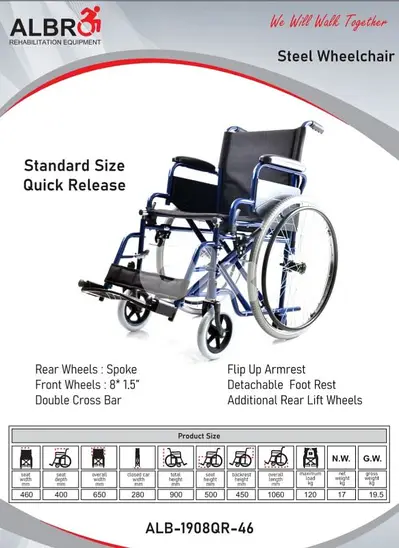 Quick release manual standard wheelchair