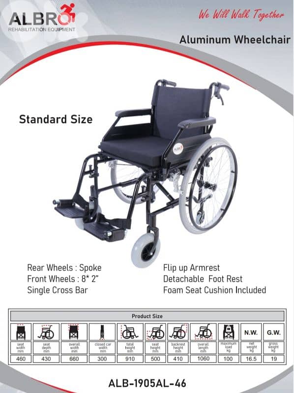 Aluminum wheelchair - Standard size brakes 0