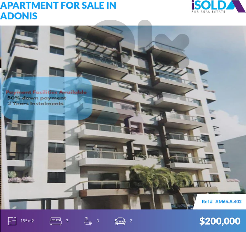 155m2 apartment with payment Facilities 4sale in Adonis-شقة في أدونيس