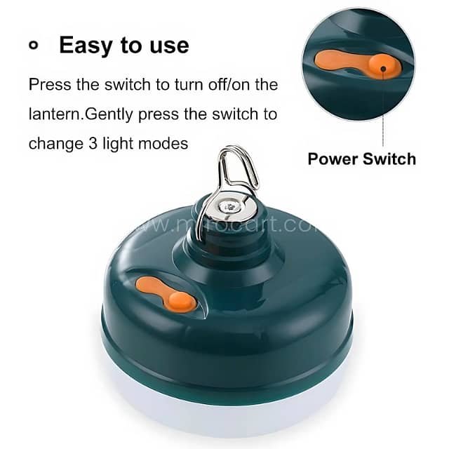 Rechargeable LED Camping Lantern (3 Modes): Waterproof w/Hook & Magnet 6