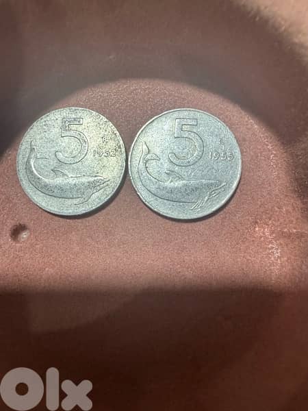 Italy 5 Lire Coins – 1952 & 1955 0