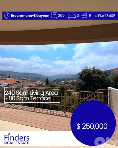 Apartment for sale in Broummana- Elouyoun! شقة للبيع في برمانا-العيون!