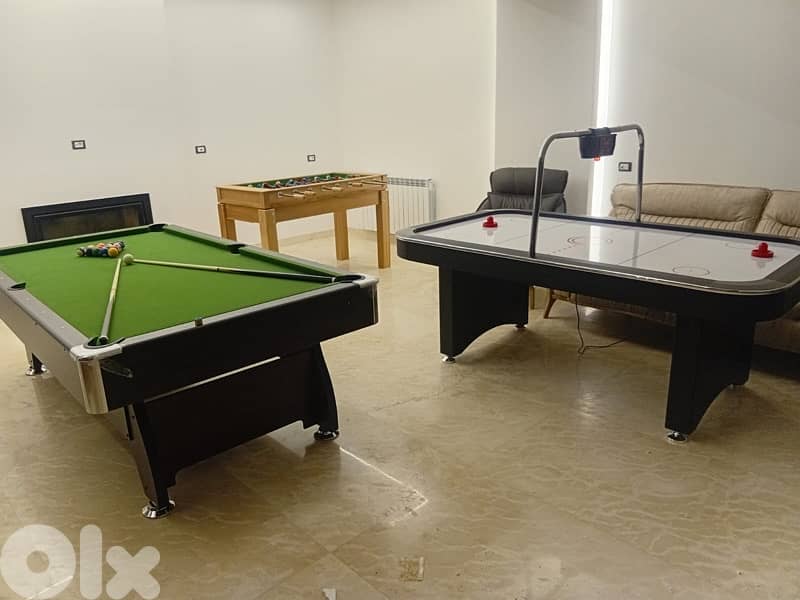 Pool table 8 ft big size + Air hockey with score board + Babyfoot zayn 1