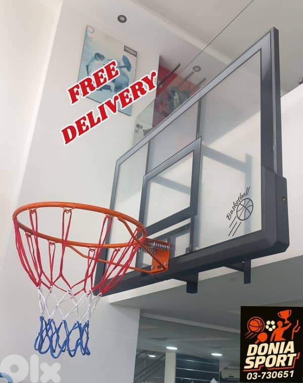 120$ hoop basketball mounted (120cmx80cm) 0