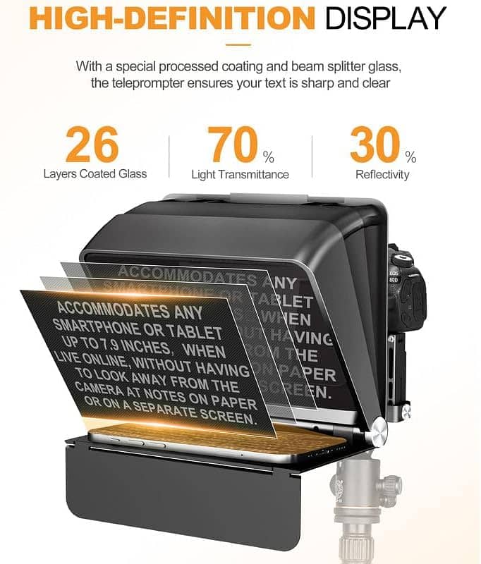 LENSGO TC7 II Foldable Teleprompter for Camera and Smartphone 5