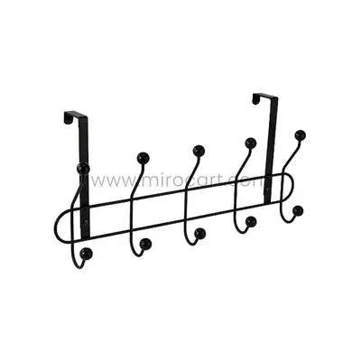 Over-the-Door Hook Rack – 5-Hook Iron Coat Hanger, No Drill, 15kg