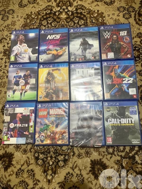 ps4 slim with 4 controllers and 10 cd 1