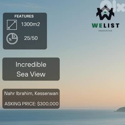 1300sqm Land for sale in Nahr Ibrahim, Kesserwan  REF: MA25JLNI1300300
