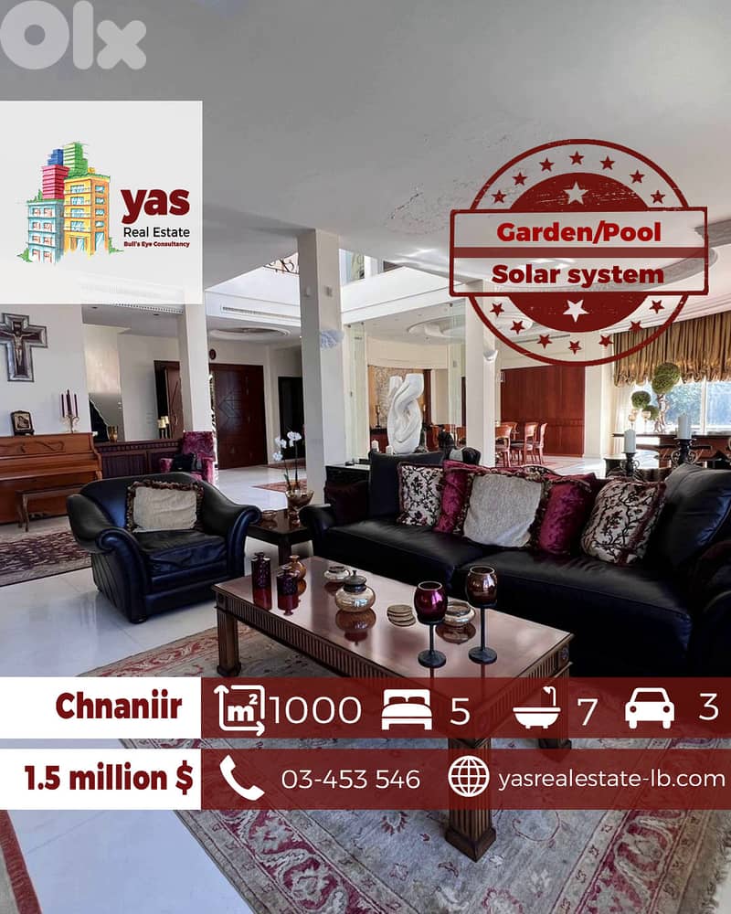 Chnaniir 1000m2 | Garden | Pool | Astonishing View | Solar System | PA 0
