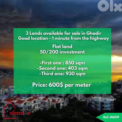 Catchy lands available in Ghadir for sale أراضي جذابة متاحة في غدير