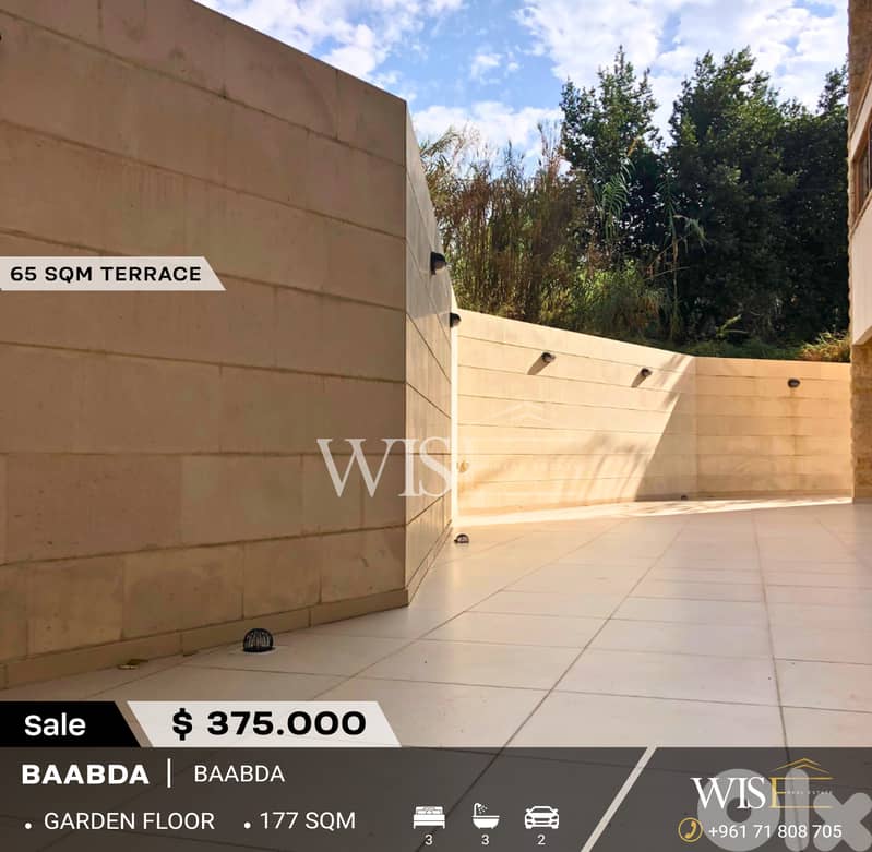 177 SQM Garden Floor Apartment for SALE – Baabda! 0