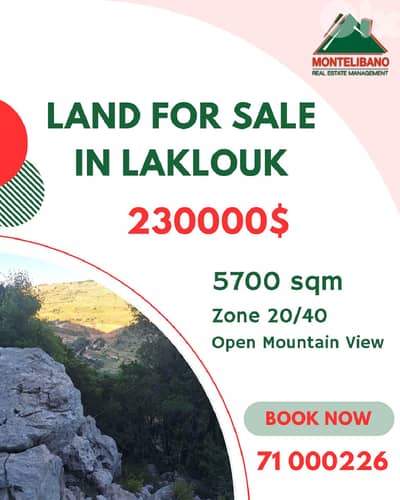 5700 sqm Land For Sale in Laklouk with Open Mountain View !!!