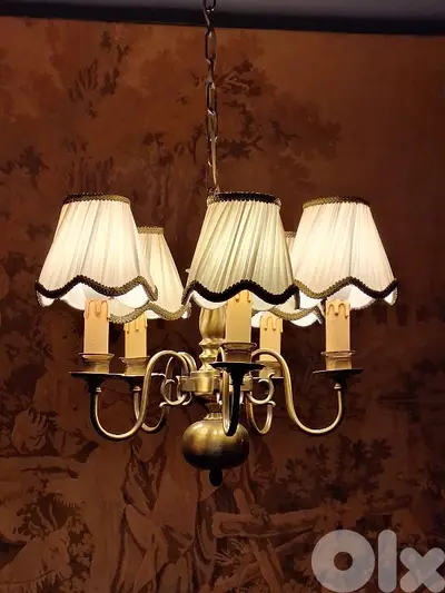 flemish 5 lamps bronze chandelier