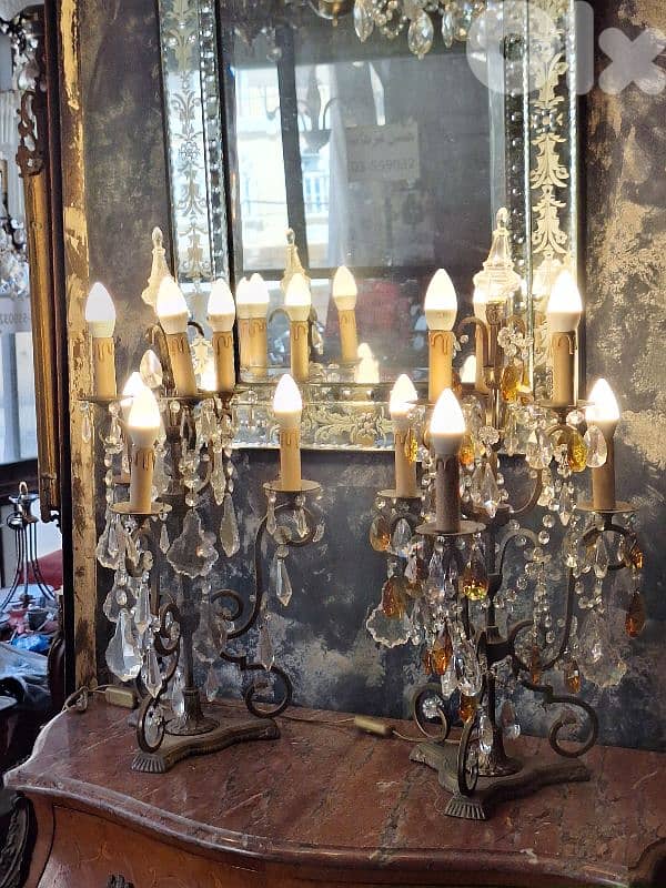 pair of bronze and crystal gerandoles 0