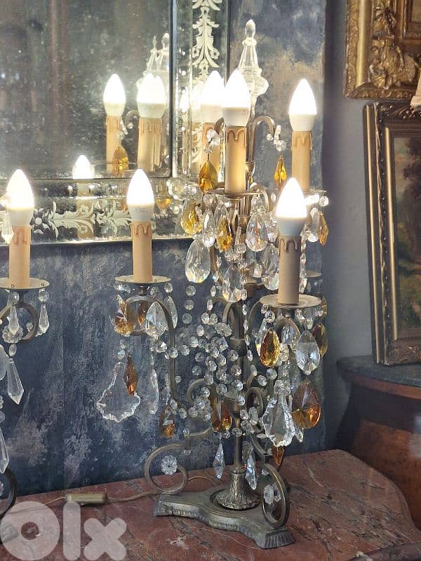 pair of bronze and crystal gerandoles 1