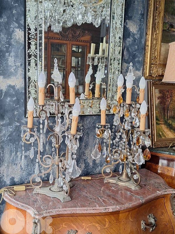 pair of bronze and crystal gerandoles 2