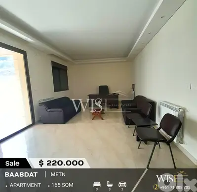 165 SQM Apartment for SALE in Baabdat!