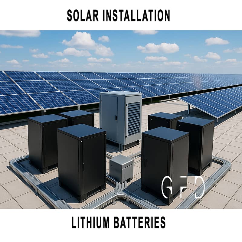 Solar Panel Installation with Safe Lithium Battery Storage Rooms 0